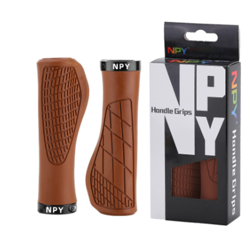 Грипсы эргономичные NPY-S133  коричневые с черным метал. зажимам 22*130мм