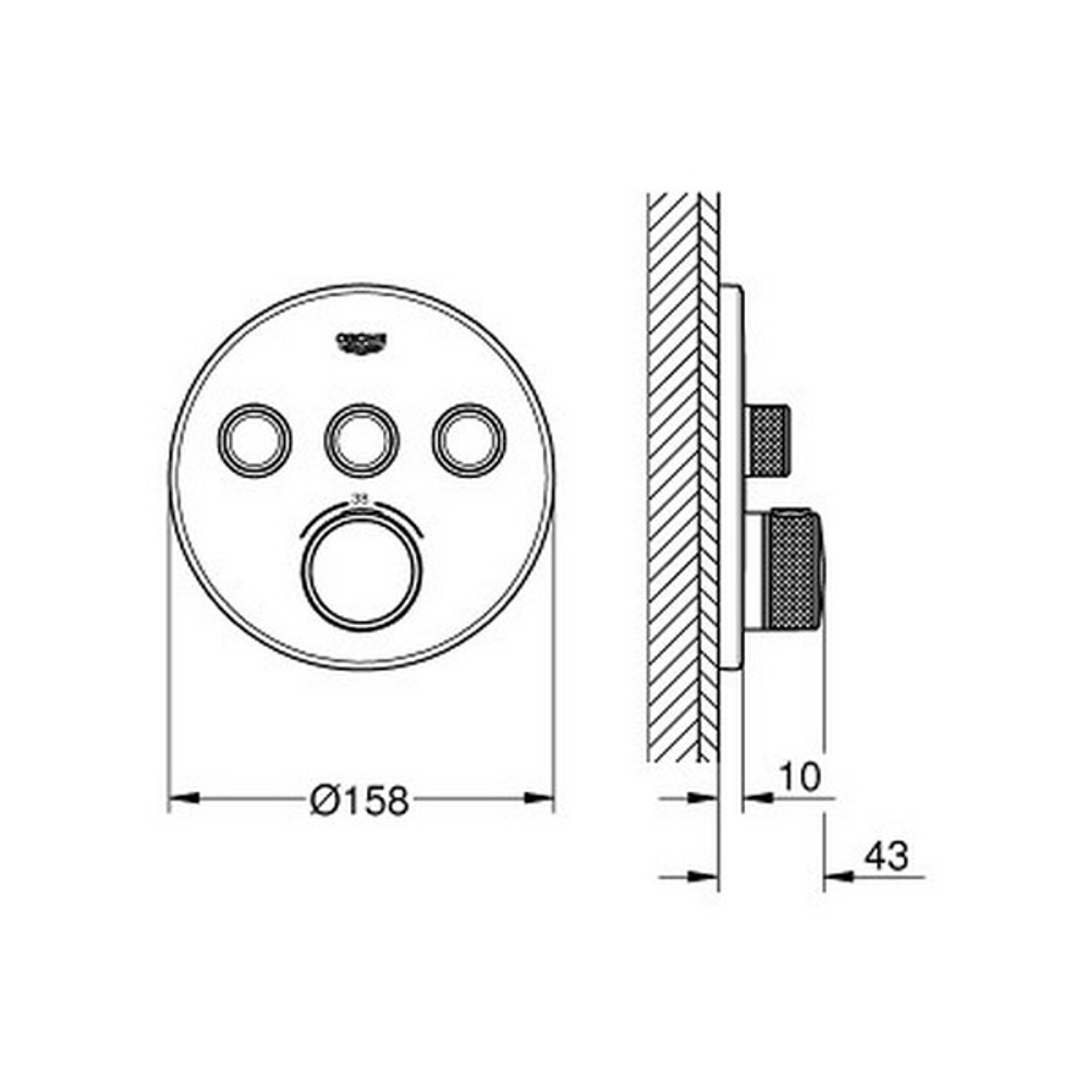 Термостат панель Smartcontrol  для встраиваемого монтажа на 3 выхода GROHE Grohtherm 29121000