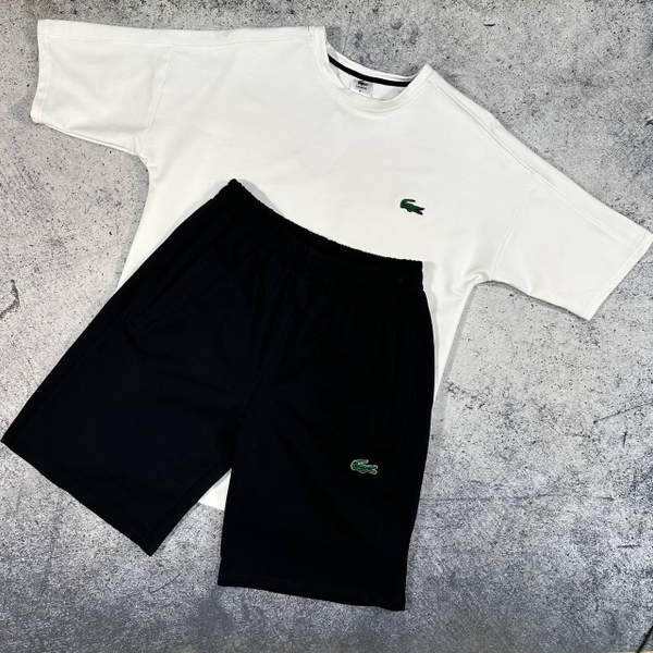 Костюм футболка/шорты Lacoste white/black