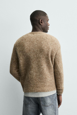 ZARA ФАКТУРНЫЙ СВИТЕР С ШЕРСТЬЮ, РЫЖЕВАТО-КОРИЧНЕВЫЙ