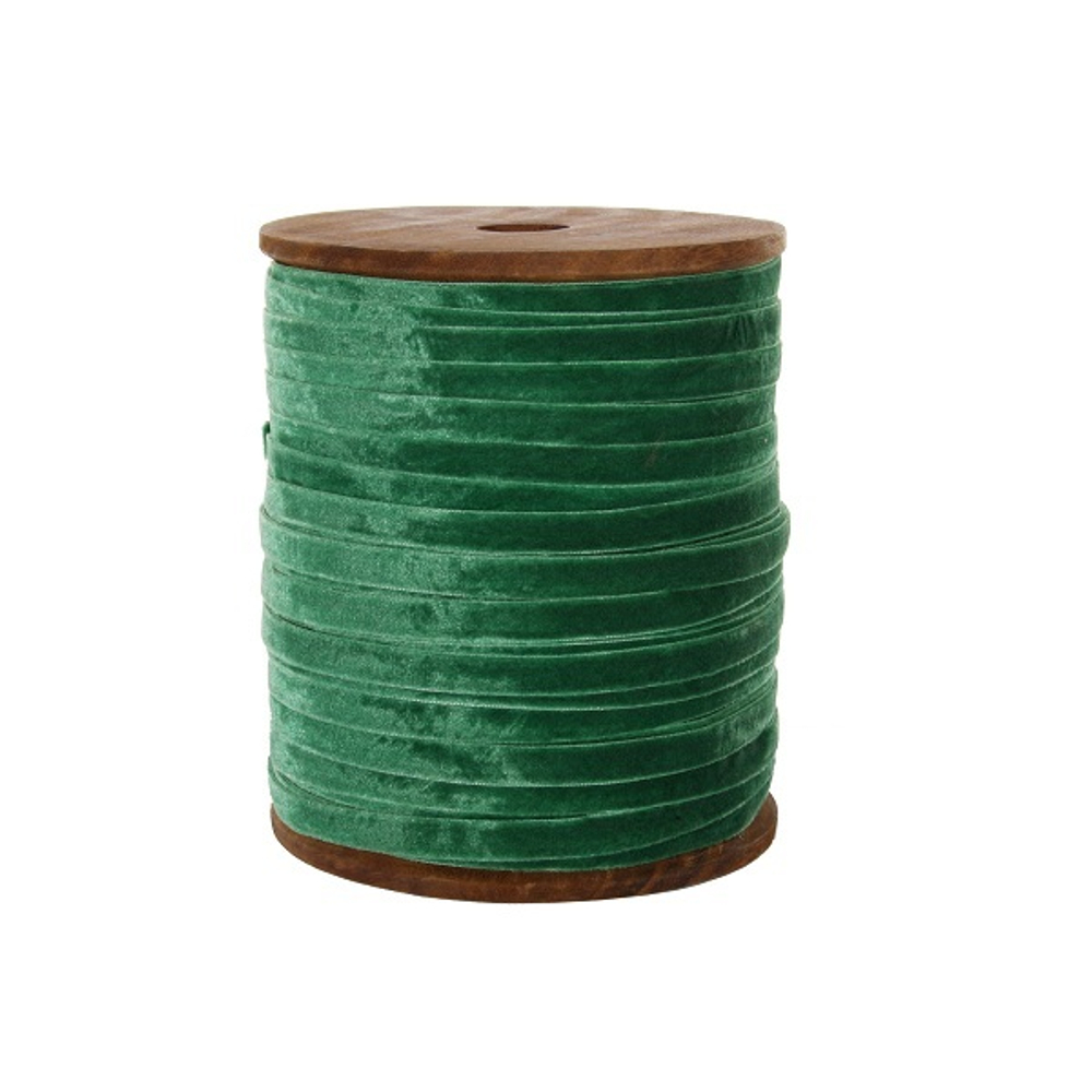 Лента вельветовая изумрудная, шириной 1 см, 1 метр