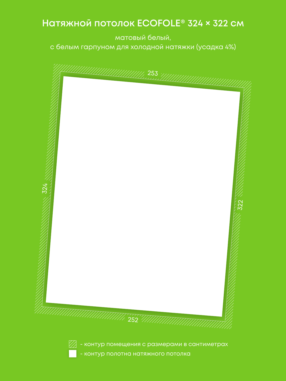 Матовый натяжной потолок 8.2 м2