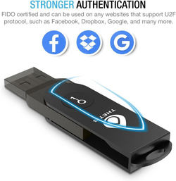 FIDO U2F Security Key Thetis [Алюминиевая складная конструкция] Универсальный ключ двухфакторной аутентификации (USB Type A) для защиты в Windows/Linux/Mac OS, Gmail, Facebook, Dropbox, Salesforce, GitHub