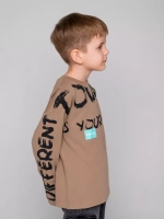 Бежевый лонгслив для мальчика, оверсайз