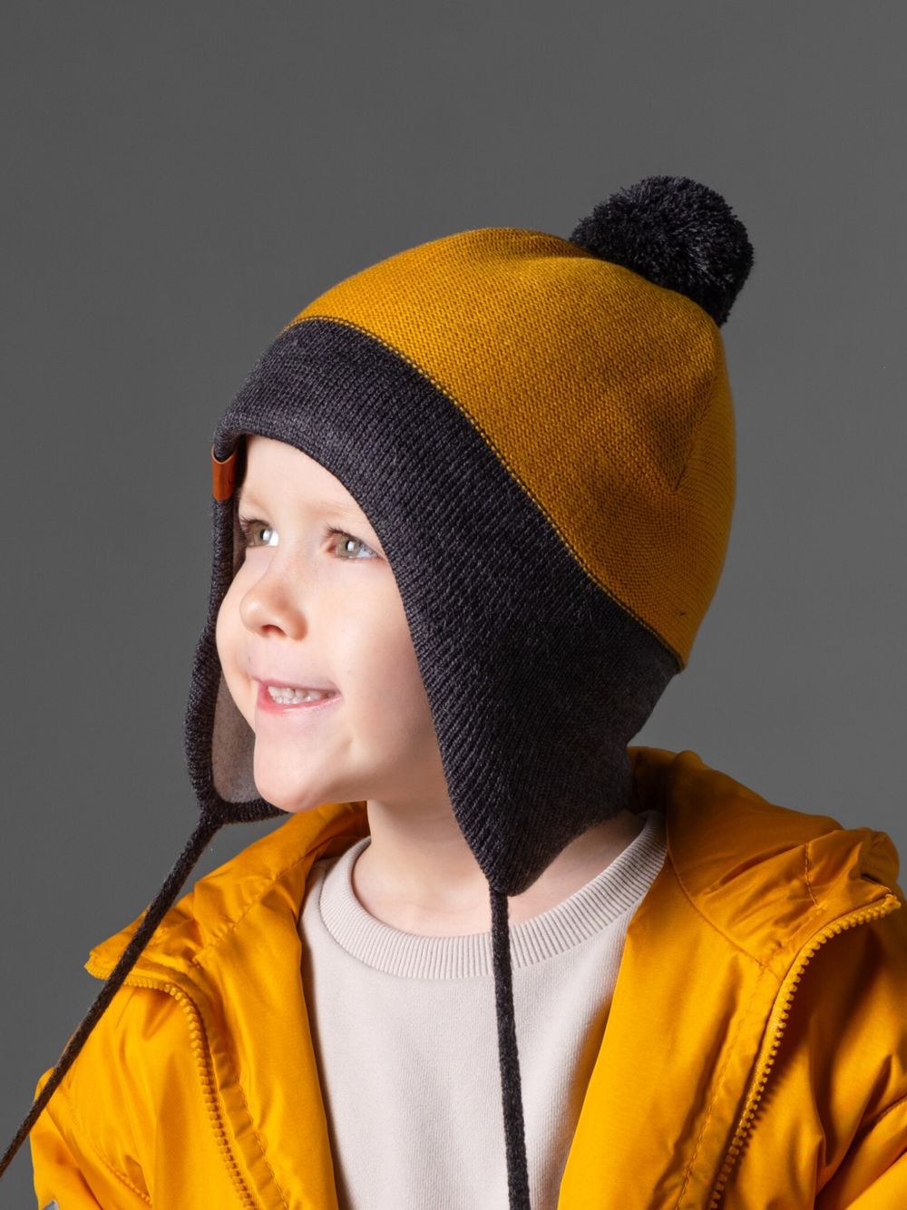 Шапка зимняя вязаная (Темная горчица) КОДИ