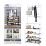 Напольная вешалка для обуви и одежды с полками и крючками 2в1 "New simple floor Clothes Rack" 4яруса- 60х28х158 / 5ярусов- 60х28х175см