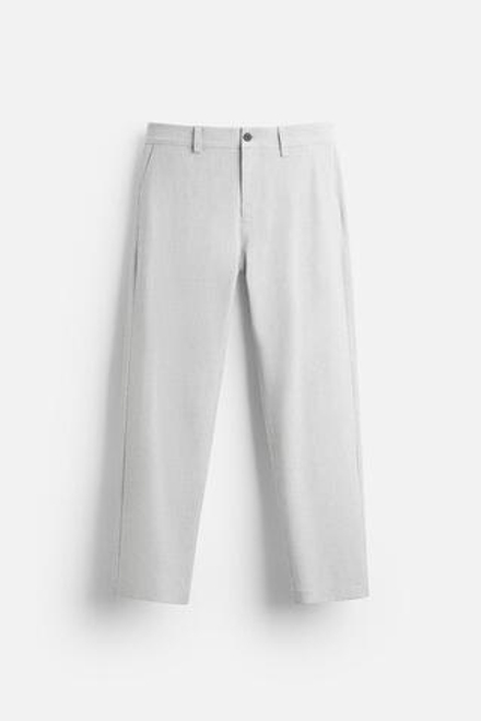 ZARA БРЮКИ КОМФОРТНОЙ ПОСАДКИ ИЗ РЕЛЬЕФНОЙ ТКАНИ, СЕРЫЙ