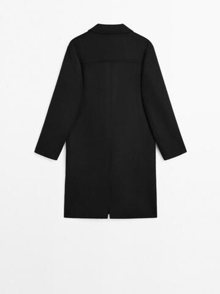 Massimo Dutti Длинное пальто из смесовой шерсти, чёрный
