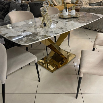 Стол обеденный Интерно, 180х90х75 см, белый мрамор