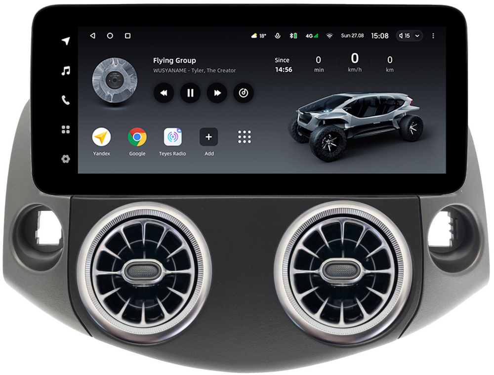 Магнитола для Toyota RAV4 30 2005-2012, Vanguard - Teyes LUX ONE ROUND (воздуховоды с LED-подстветкой) монитор 12.3", Android 10, CarPlay, 4G SIM-слот