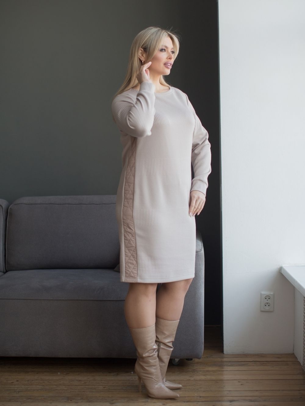 Платье 1386 песочный Novita (Акция)