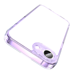 Чехол прозрачный для iPhone 16e, мягкие усиленные боковые рамки фиолетового цвета