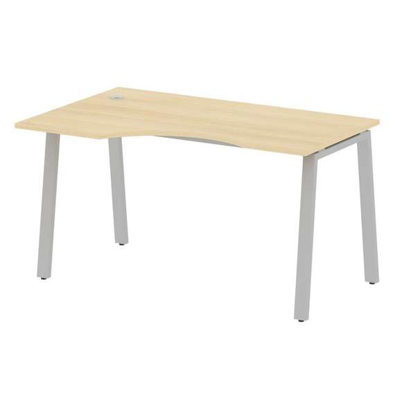 Metal System Стол криволинейный левый на А-образном м/к БА.СА-2 (L) Акация Лорка/Металл Серый 1400*9