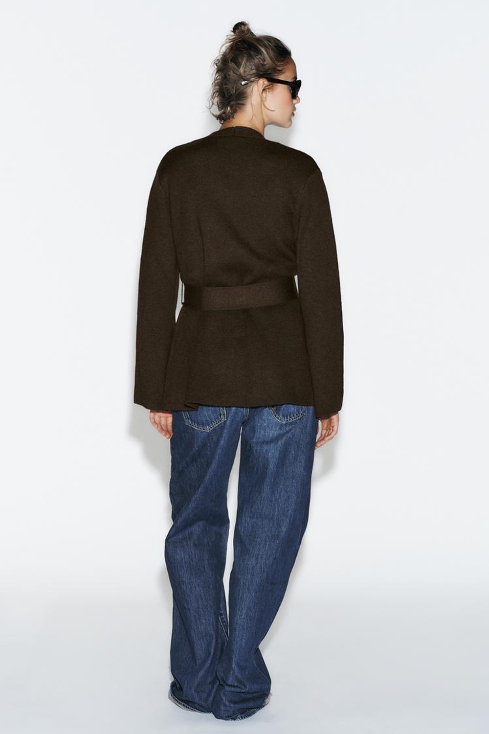 ZARA КАРДИГАН С ПОЯСОМ, КОРИЧНЕВЫЙ