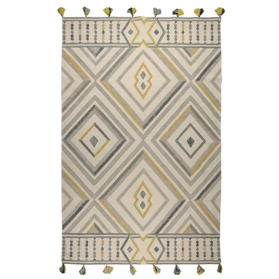 Ковер из хлопка с контрастным узором и кисточками из коллекции ethnic, 200х300 см