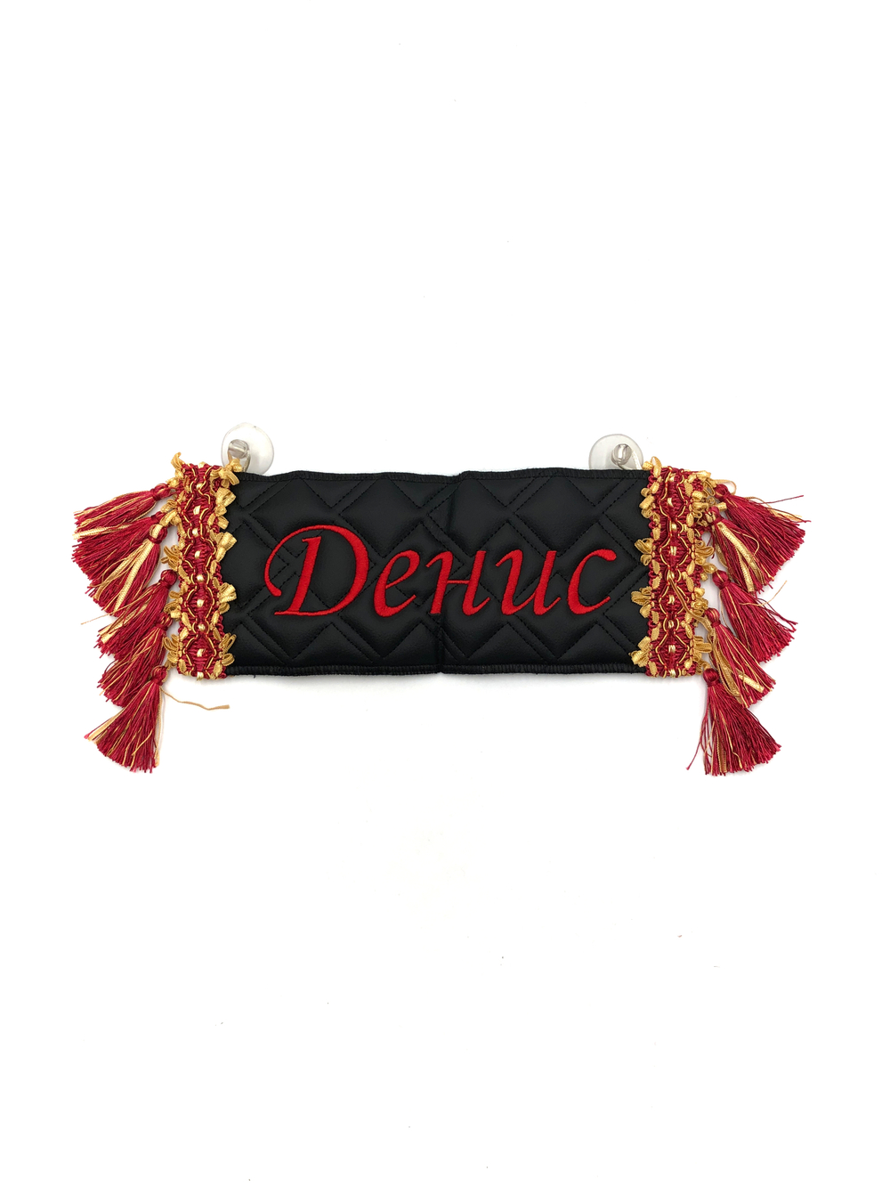 Карман Денис (черный с красной вышивкой, экокожа)