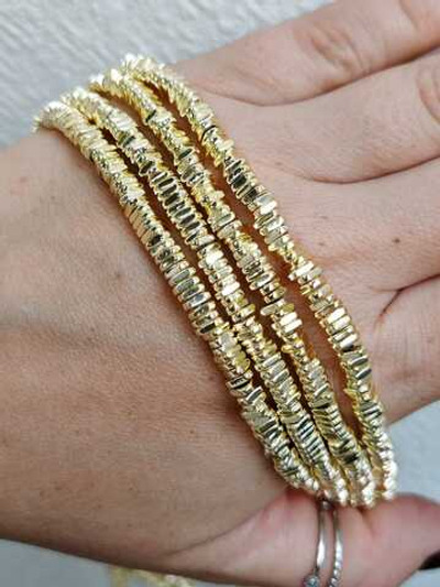 гтр441-з Гематит синт. треугольник 4*4*1мм, золото, 19см