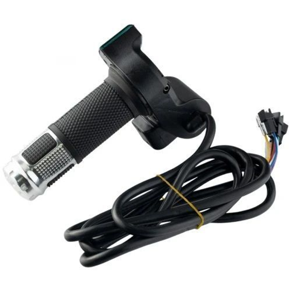 Ручка газа с вольтметром и кнопками серебряная (кабель 1,7м) для электросамокатов электровелосипедов