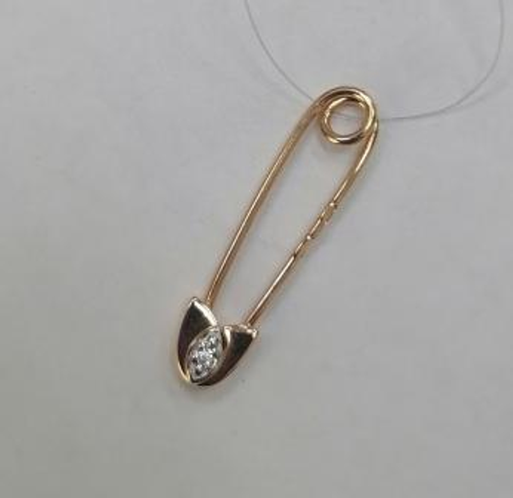 Булавка из золота с фианитами