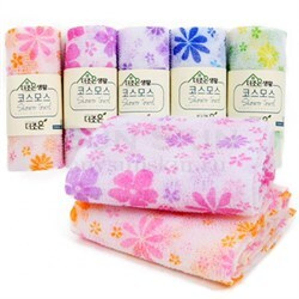 [Shower Towel] Happy Clean Day - Мочалка-Полотенце для душа Цветочек, 1 шт