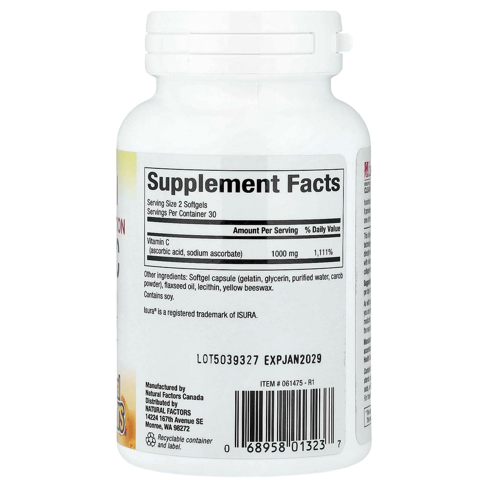 Natural Factors, липосомальный витамин C, 60 капсул (500 мг в 1 капсуле)