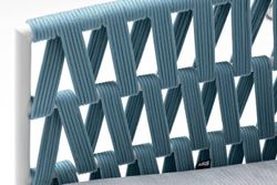 "Диего" кресло плетеное из роупа, каркас алюминий светло-серый (RAL7035) муар, роуп бирюзовый круглый, ткань светло-серая