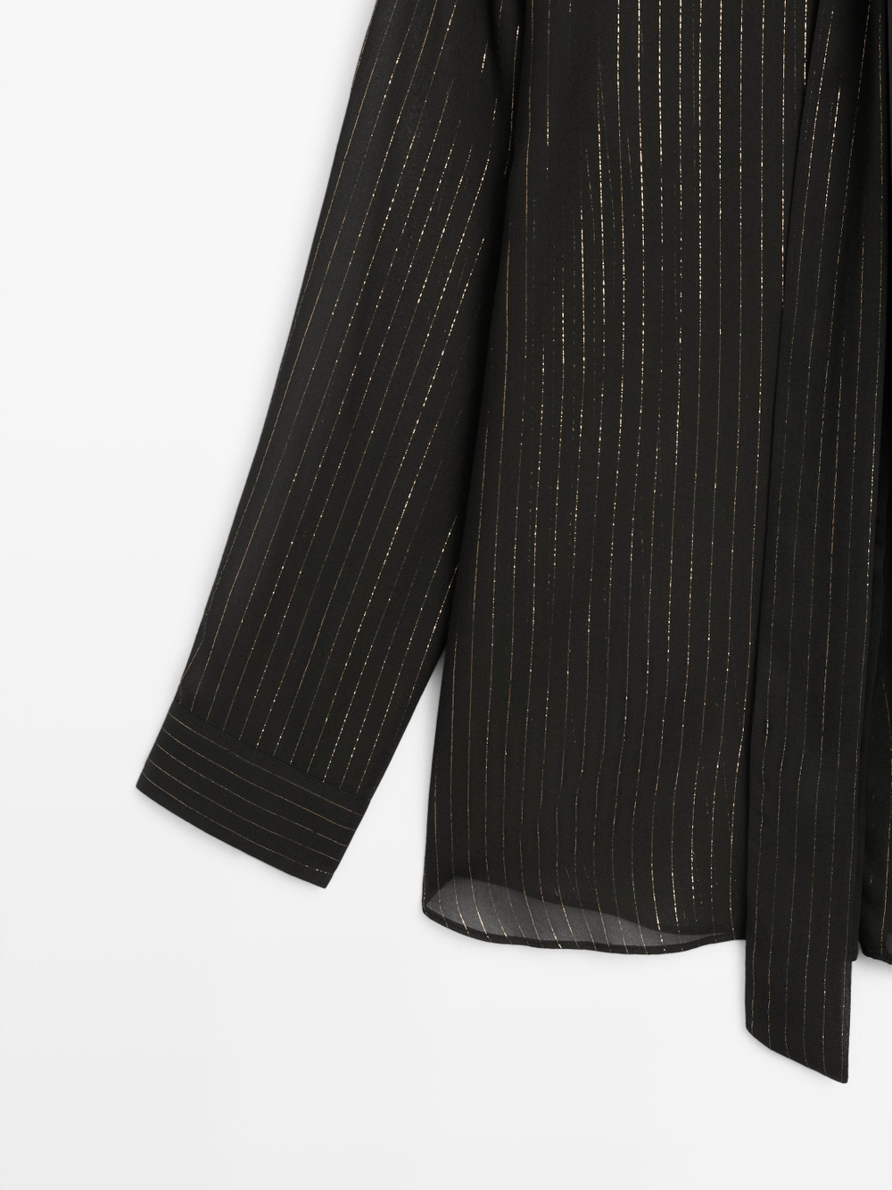 Massimo Dutti Рубашка свободного кроя с воротником-платком, черный