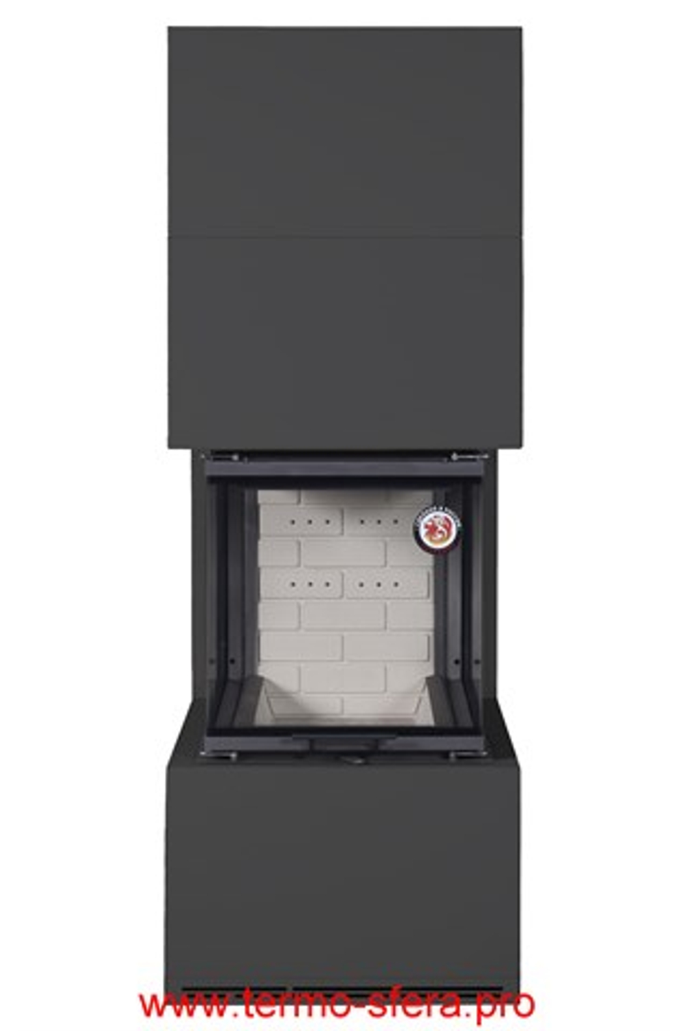 Камин РОДОС 900 ЧЕРНЫЙ, шамот белый