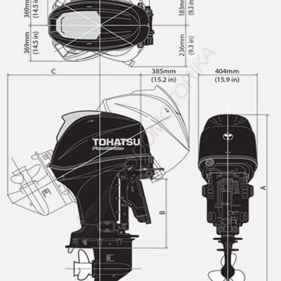 Лодочный мотор Tohatsu MFS40A ETL 40 л.с. четырехтактный