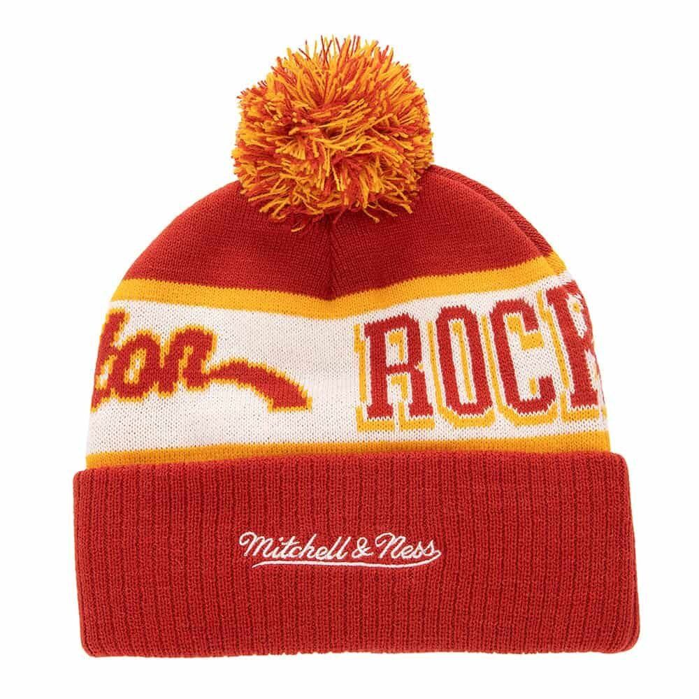 Баскетбольная шапка Mitchell &amp; Ness NBA Block Sweep Pom Knit Houston Rockets Red/White Cap