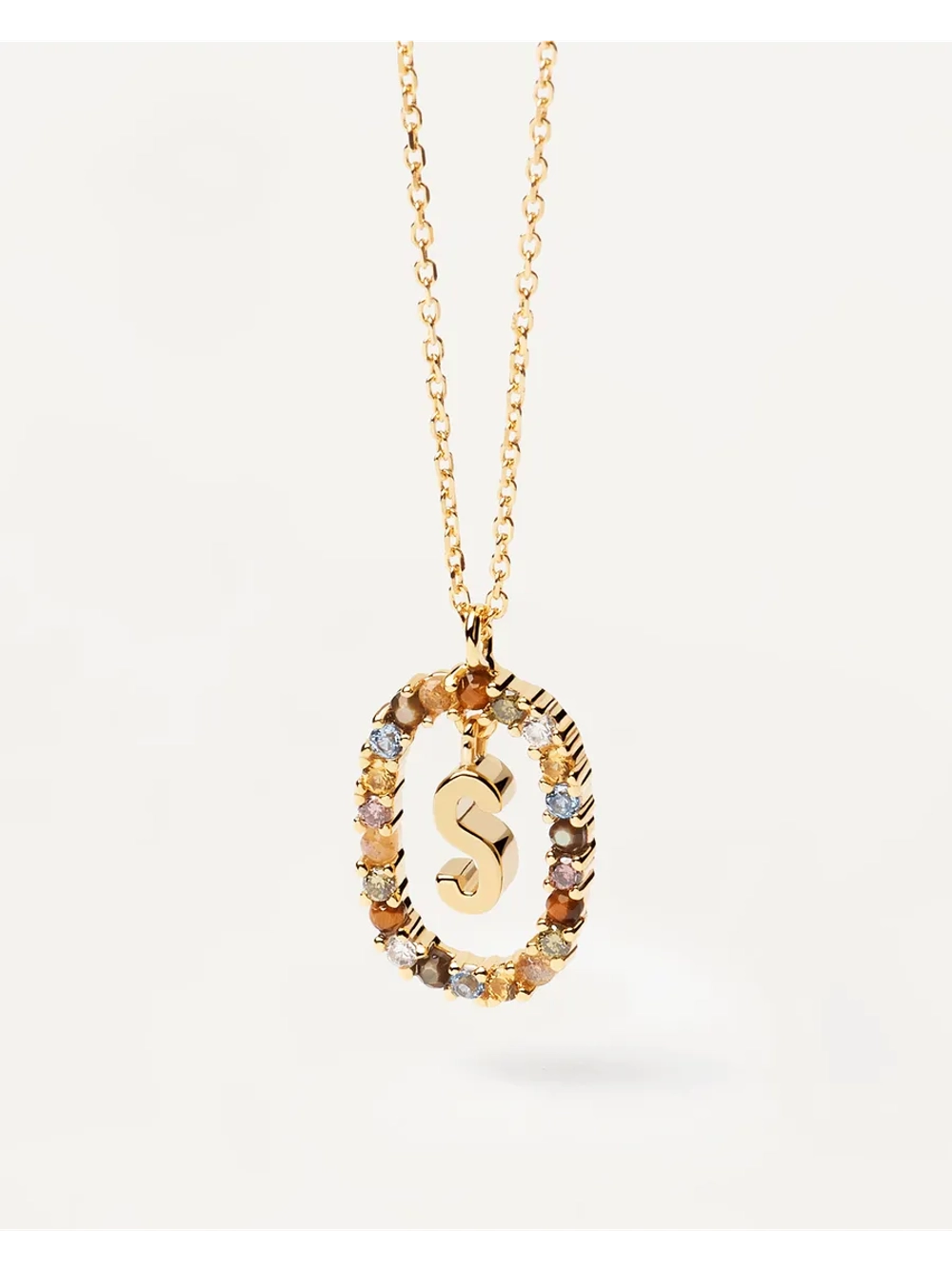 Колье Буква S серебро 925 пробы покрытое золотом