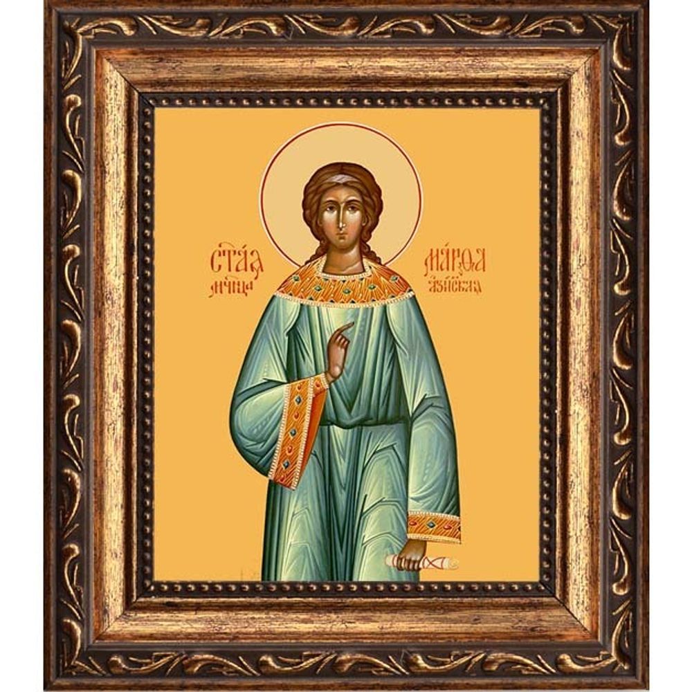 Марфа Азийская, мученица, дева. Икона на холсте. В раме 10 х 12 см.