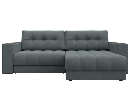 Диван угловой с декором Лига-049 НПБ, Амур 07 РОГОЖКА серый