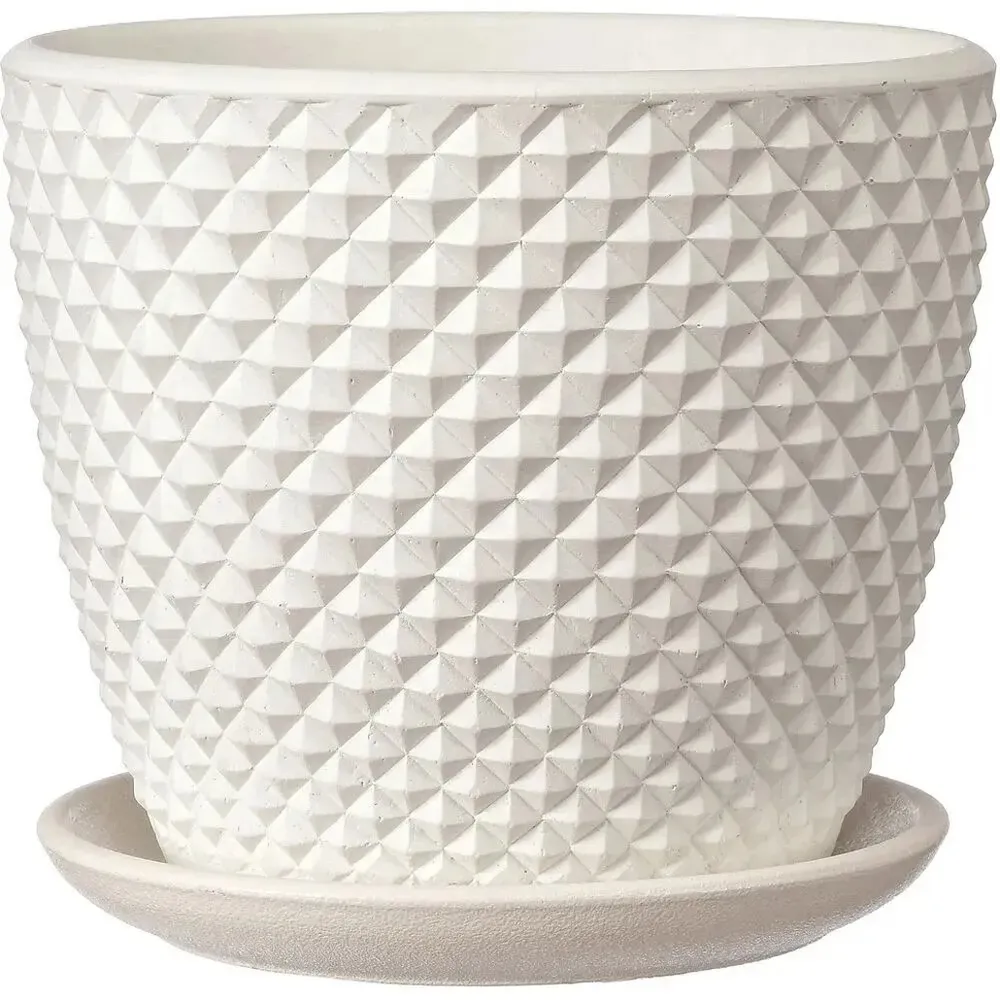 Горшок керамический Грань белый бутон №2 Горшок керамический Грань белый бутон №2