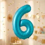 Шар фольгированный 32'/81см «Цифра «6» (голубой)