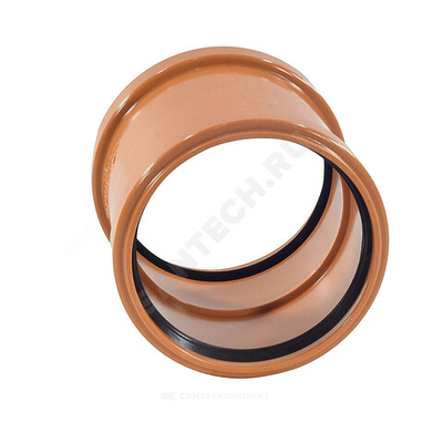 Муфта НПВХ двухраструбная коричневая Дн 110 б/нап в/к Хемкор 2491101