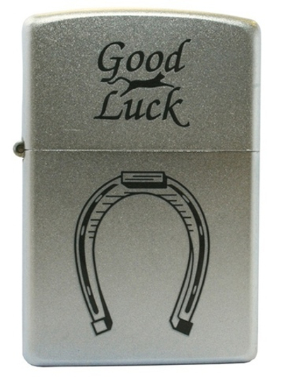 Зажигалка Zippo Horse Shoe, с покрытием Satin Chrome™, латунь/сталь, серебристая, матовая, 36x12x56