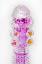 Прозрачно-розовый вибратор с дополнительными пупырышками - 16,5 см. (Цвет: розовый)