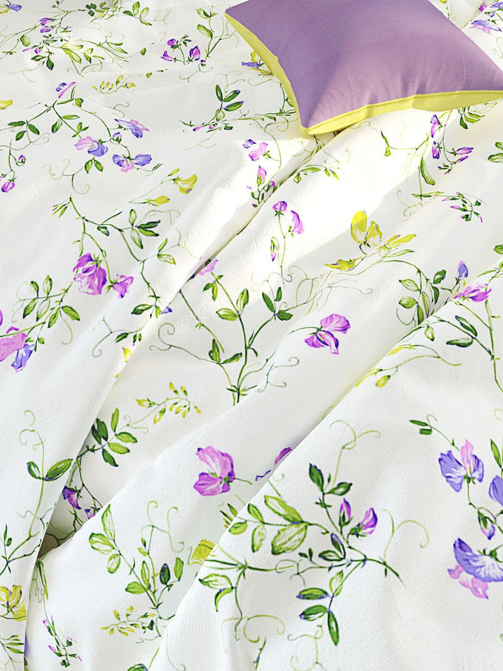 Постельное белье Сказка "Душистый горошек" 2-спальный Наволочка 70х70 см 2 шт Простынь 240х215 см Пододеяльник 175х215 см, перкаль