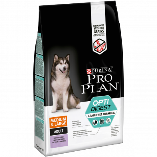 Purina Pro Plan Medium & Large Grain Free Formula полноценный корм для средних и крупных пород с чувствительным пищеварением с высоким содержанием индейки
