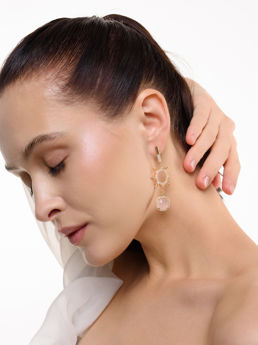 Серьги "Royal sun pink" Gold