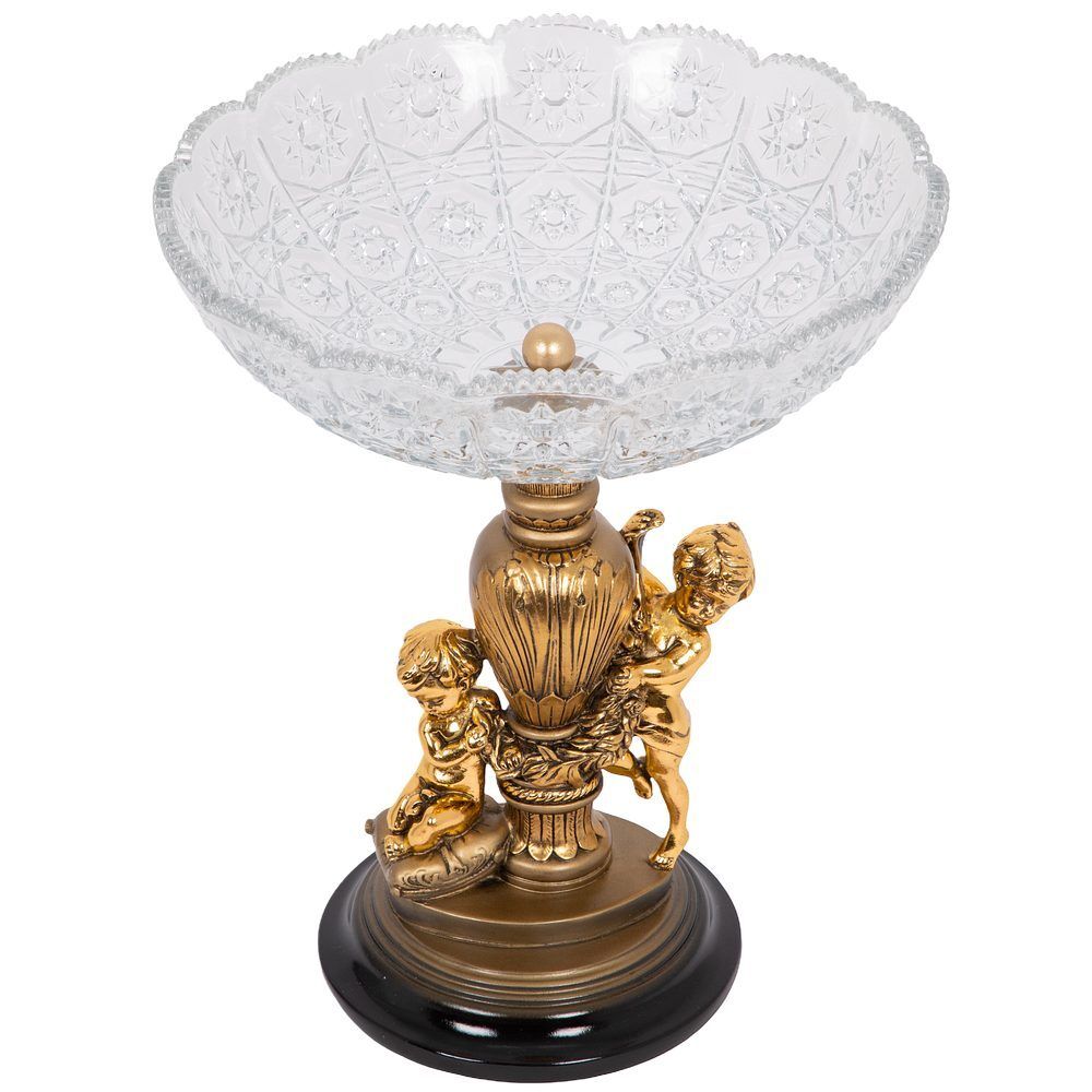 Фруктовница-конфетница Путти со стеклянной чашей 7373 Бронза