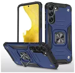 Противоударный чехол Strong Armour Case с кольцом для Samsung Galaxy S23 (Синий)