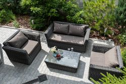 "Капучино" диван из искусственного ротанга двухместный, цвет графит