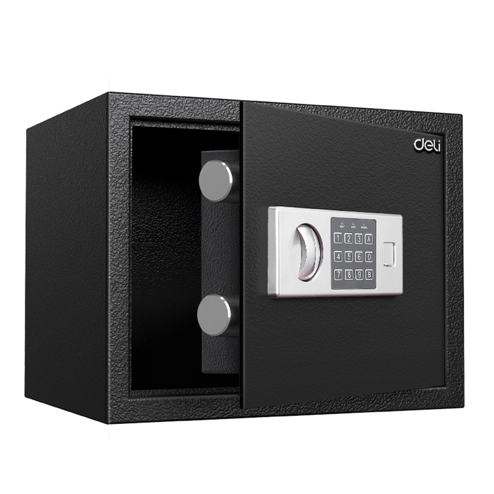 Сейф DELI "ET523" электронный замок + ключ, 300х380х300 мм, 9 кг, черный