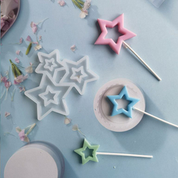 Силиконовая форма для леденцов «Звезды сквозные 3 в1»