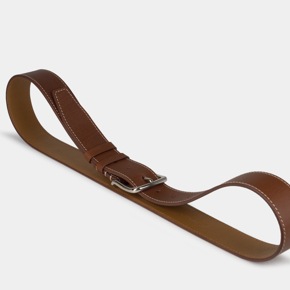 Женский ремень 35мм из кожи теленка, коричневого цвета