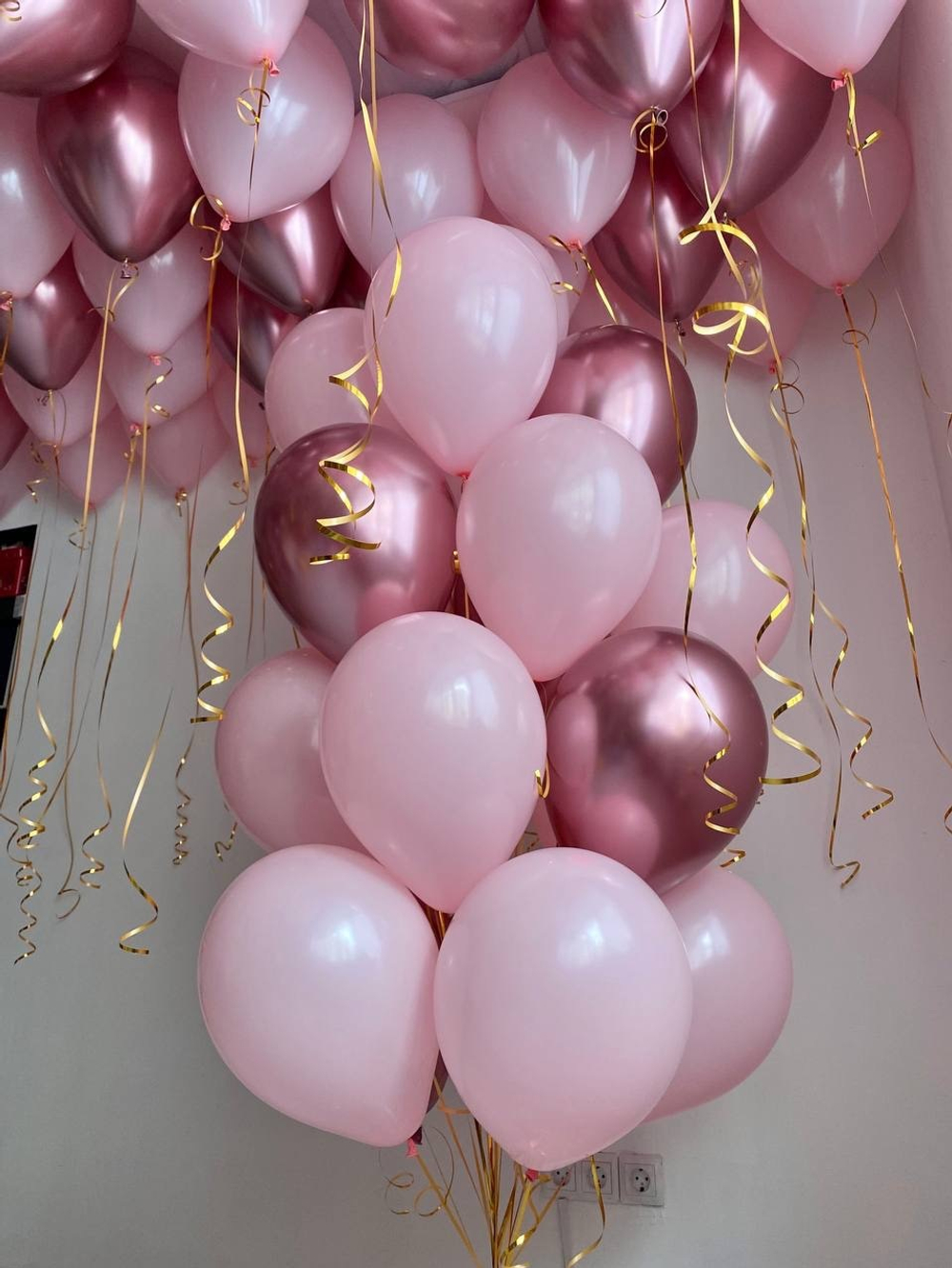 Воздушные шары розовые (фонтан из 20шт, под потолок 40шт) №2616