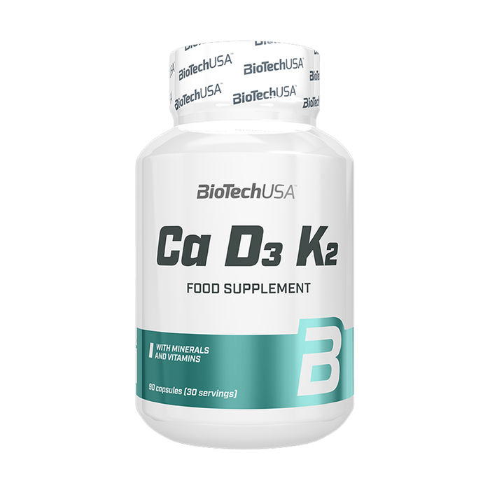Кальций с витаминами Д3 и К2, Calcium D3 K2, BioTechUSA, 90 желатиновых капсул