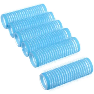 Бигуди липучки, 6шт., однотонные, цвет голубой, d-2см